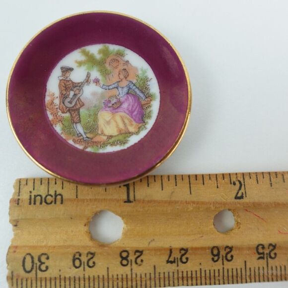 Miniature Plate, Cup and Pitcher Burgundy and Gold Victorian Style - Picture 7 of 7